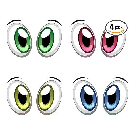 4 paires de stickers amusants et décoratifs PVC adhésif pour robot tondeuse à gazon et nourrisseur d'animaux, stickers imperméables pour appareils ménagers et voitures (1/4)
