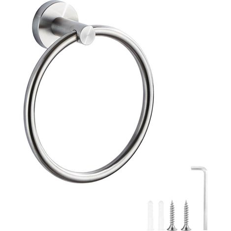 BEBUSINGOTO Toallero de acero inoxidable cepillado, aro para toalla negro esmerilado, aro para toalla de pared de acero inoxidable 304, soporte para toallas (1/5)