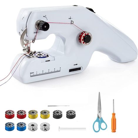 Machine à coudre électrique portable avec double fil avec aiguille et fil, kit de couture pour débutants et enfants, convient pour les vêtements et les rideaux (1/5)