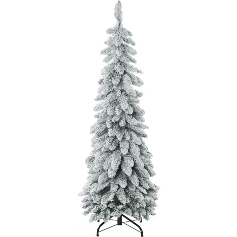 Arbre de Noël artificiel avec support en acier 253 branches enneigées socle pliable hauteur 135 cm vert