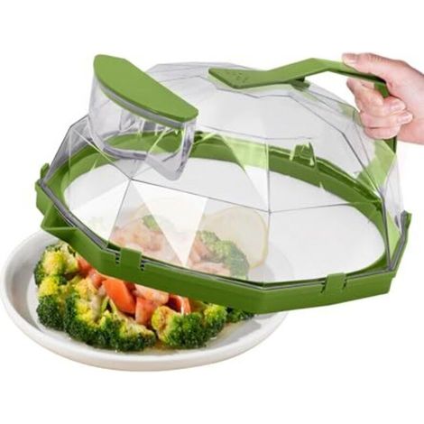 Coperchio per microonde da 26 cm con maniglia – Verde, antispruzzo e con speciale sistema di iniezione d'acqua per riscaldamento e conservazione