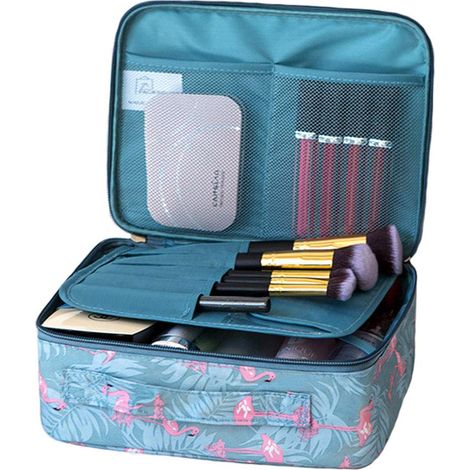 Trousse de maquillage de voyage, organisateur de cosmétiques, sac de rangement portable pour produits cosmétiques, pinceaux de maquillage, accessoires de toilette/A-Noir Citron (1/5)