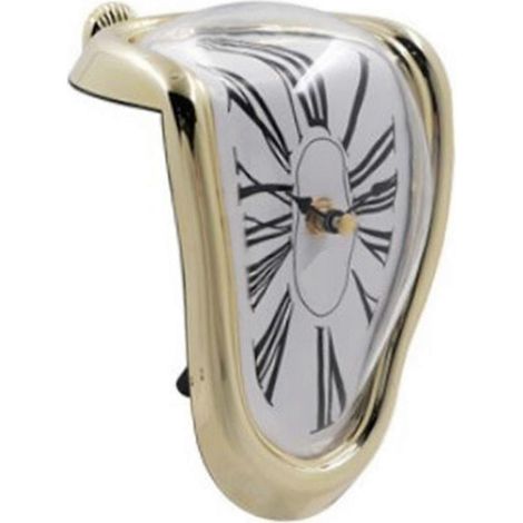 Schmelzende Uhr, stilvolle, surrealistische Wanduhr, Hängeuhr für Wohnzimmer, Schreibtisch, Heimdekoration-Gold Roman (1/5)
