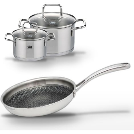 Lot Poêle 24cm & 2 Faitouts 16/12cm Elo Relief Evolution (1/5)