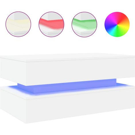Maison Exclusive - Couchtisch mit LED-Leuchten Weiß 90x50x40 cm