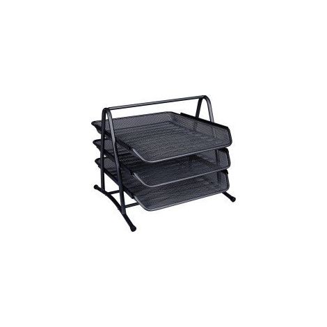 Q-Connect - Portadocumenti a 3 ripiani in metallo nero KF00823