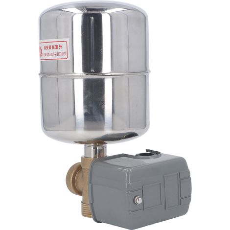 Pompe à eau auto-amorçante à quatre voies avec une seule tige, un réservoir sous pression en acier inoxydable et un pressostat 110-230 V. (1/5)