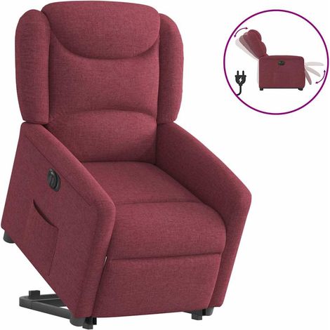 Relaxsessel mit Aufstehhilfe Elektrisch Weinrot Stoff