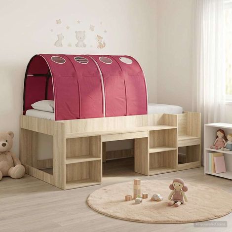 vidaXL Letto con Tunnel con lo scaffale 3 pz Rovere Sonoma e Rosso (1/5)