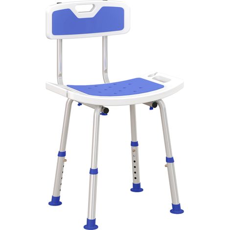 HOMCOM Shower Stool for Elderly Disabled Adjustable Shower Stool Blue (1/5)