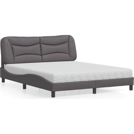 Lit avec matelas Hvar gris 160x200 cm similicuir