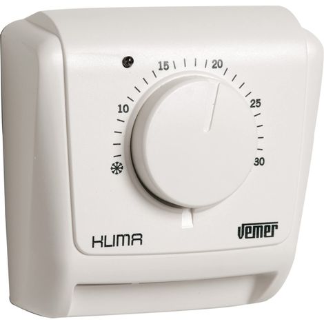 VEMER VE020400 KLIMA 3L - Termostato Meccanico a Membrana di Gas per Caldaia/Condizionatore, Funzione Inverno/Estate + Spia ON, Bianco