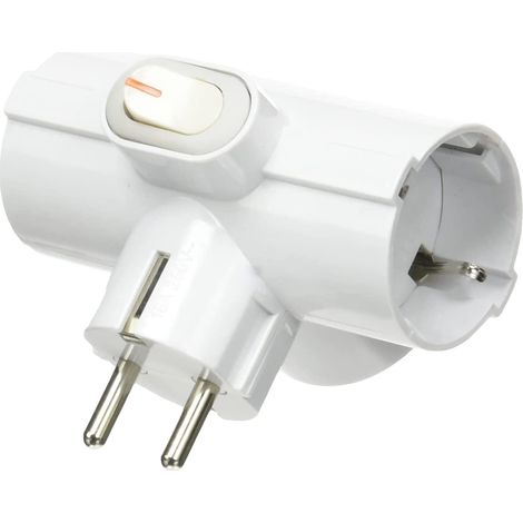 Fanton 82260 C/IN Adattatore Da S30 A 3 Prese Std.Tedesco Con Interruttore Luminoso Bianco (1/5)