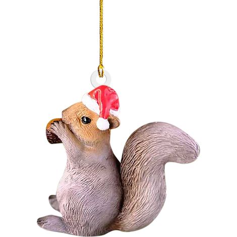 Ornement Animal Noël - Chapeau Père Noël Acrylique - Décoration Arbre de Noël - 1 Pièce (1/4)
