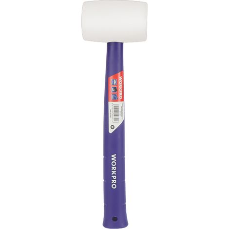 Mazzuolo in gomma resistente omologato con manico in polipropilene bianco chiaro (450g) (1/5)