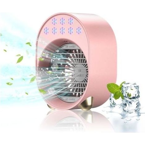 Mini Conditioner Portable Without Better, Fan Quiet Bedroom, Clim Mobile Rechargeable USB Small Humidifier(Pink) (1/5)