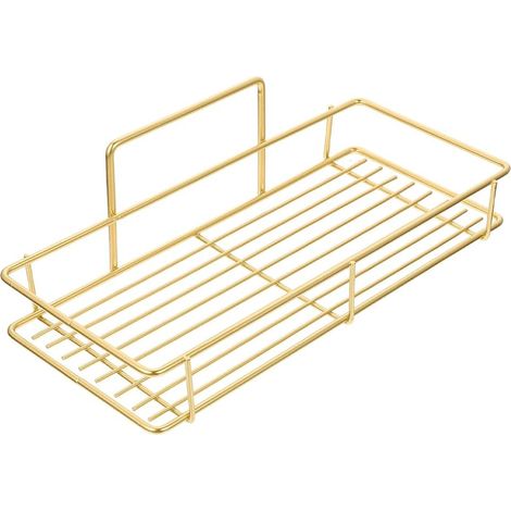 Grande étagère de rangement en fer doré, sans clous, pour salle bain et cuisine, fixation murale (1/5)