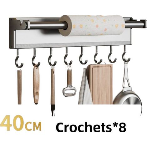 Supporto per gancio da cucina, grigio scuro, ganci rimovibili e staccabili, non richiede foratura, 50 cm (1/4)