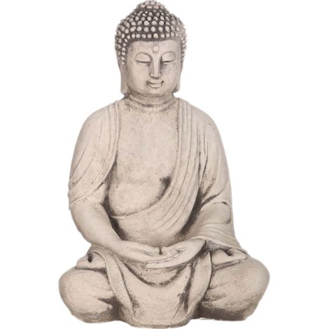 Escultura de jardín de hormigón con figura de Buda gris