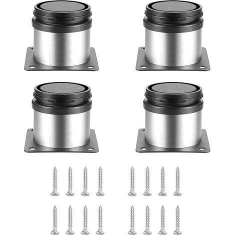 4 Pièces Pieds de Meubles Réglables, Pied de Table Reglable Hauteur Métal, Pieds Meuble Cuisine, Pieds de Meubles Armoires éTagèRes Table Acier Inoxydable, avec Vis (50X50MM, Argent) (1/5)