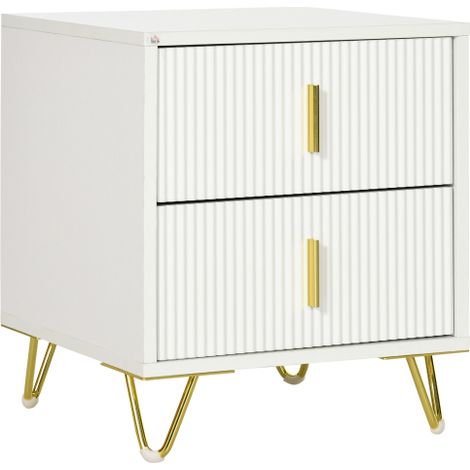 Stylish White and Gold Two-Drawer Chest for Elegant Home Storage Solutions (1/5)