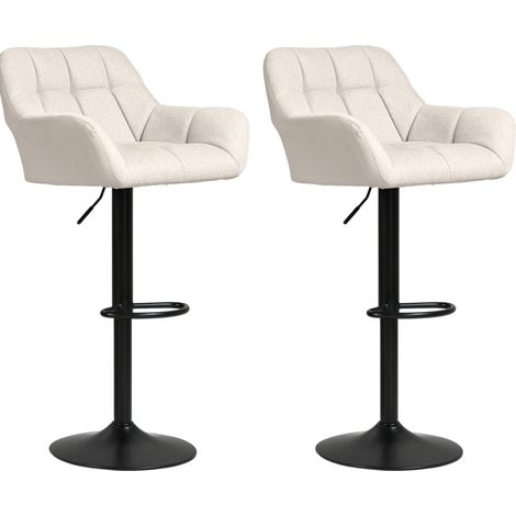 CHICFURN Set di 2 sgabelli da bar regolabili 64-85 cm in similpelle crema e nero, girevoli (1/5)