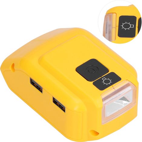 Akkuladegerät-Adapter-Konverter mit LED-Arbeitsleuchte für 14V–22V USB-Laden, 12V DC-Ausgang, DCB090 mit 12VDC-Anschluss (1/5)
