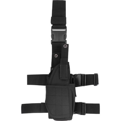 Sac de jambe multifonction noir, poche réglable pour cuisse, idéal pour course et escalade en extérieur, avec boucle ajustable. (1/5)