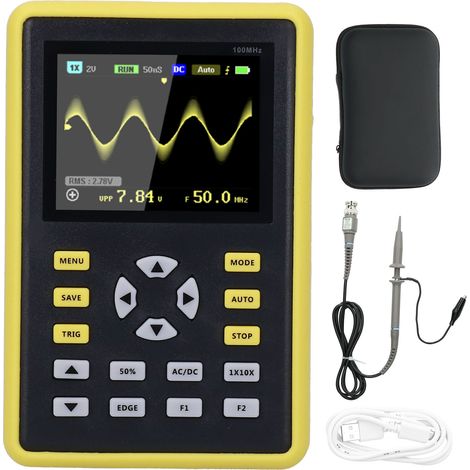 Oscilloscope numérique portable 2,4 pouces écran IPS LCD 100MHz 500MS/s modèle 5012H, testeur de signal électronique compact, affichage haute résolution, mesure de tension et fréquence, outil de diagn (1/5)