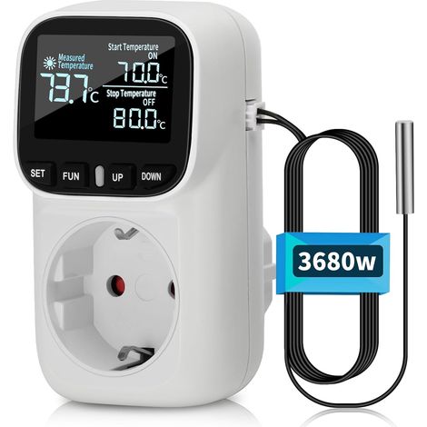 Régulateur de température numérique 230V avec sonde Chauffage Refroidissement Commutateur de température Thermostat Prise pour serre Aquarium Réfrigérateur (1/5)