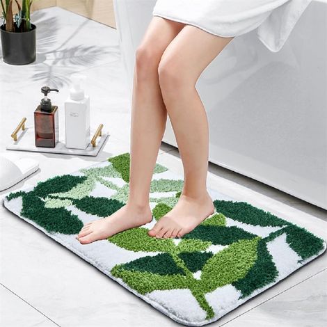 1 Tapis De Bain, Motif Feuille 3D, Microfibre Douce, Fond Tpr Antidérapant, Pour Salle De Bain (1/5)