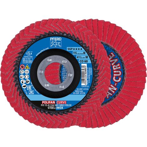 PFERD TOOLS POLIFAN-Flap Discs PFR 115-M CO 60 SGP CURVE STEELOX 2 Stk (1/5)