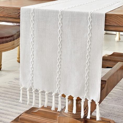 Nappe De Table - 33 x 120 cm - En Mélange Polyester Naturel Et Chanvre - Style Rustique Fermier - Pour Décoration De Table De Fête Ou De Salle À Manger - 1 Pièce (1/5)