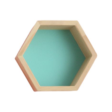 Étagère murale en bois massif présentoir étagère, forme de hexagonale en nid d'abeille(grande, verte) (1/5)
