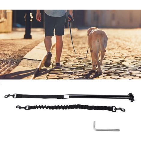 Accessoire Vélo Main Libre pour Chiens - Double Laisse de traction Noir Résistante avec Clé Hexagonale pour Exercice et Entraînement (1/5)
