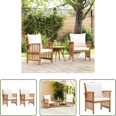 Chaise de jardin acacia - Chaises de jardin avec coussins lot de 2 Bois d'acacia massif (1/5)
