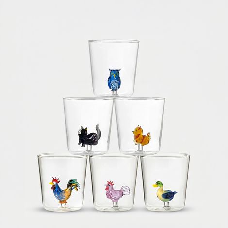 Set 6 bicchieri in vetro decorati Pet Friends Mix 1 (1/3)