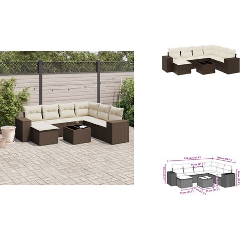 8-tlg. Garten-Sofagarnitur mit Kissen Braun Poly Rattan - Garten Sofagarnitur - Garten Sofagarnituren - Outdoor Sofagarnitur - Sofagarnitur Terrasse (1/3)