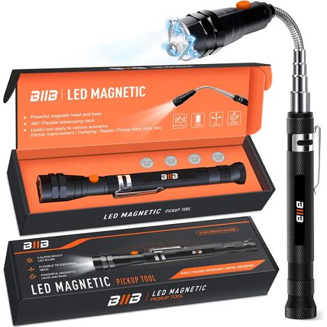 Idee Cadeau Homme Original, Gadget Insolite Utile, Outil Magnétique Télescopique Avec LED Gadget, pour Anniversaire, Noel , Saint Valentin , Fete des Peres