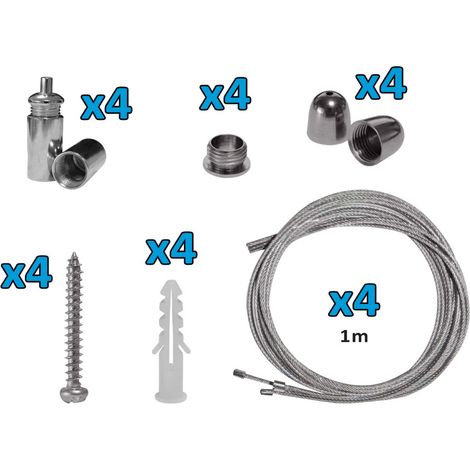 Kit de suspension pour panneaux LED professionnels Alcapower, câble en acier réglable avec fixation au plafond, installation polyvalente, 100 cm (1/2)