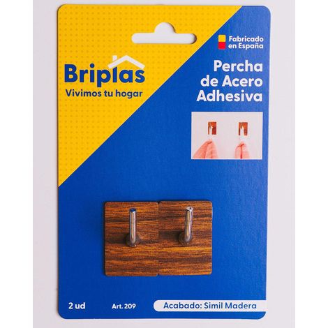 briplas colgador cocina acero madera adhesivo 2u gancho  l 209 (1/2)