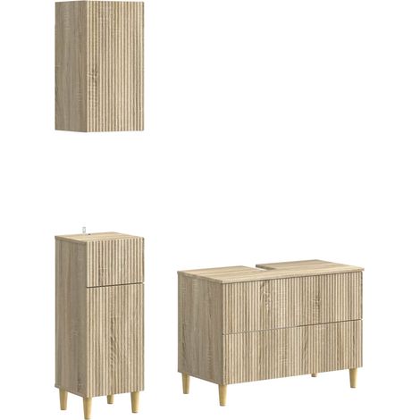 3 Piece Bathroom Cabinet Set ARNHEM Sonoma Oak Engineered Wood vidaXL (1/5)
