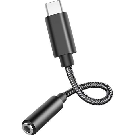 USB-C ADAPTER CABLE TO JACK 3.5 MM DLH DY-TU4560 - USB-C vers adaptateur de prise casque - 24 pin USB-C mâle pour mini-phone stereo 3.5 mm femelle - 13 cm (1/2)