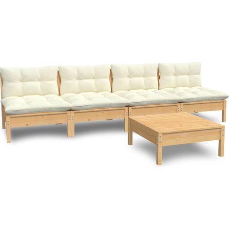Maison Exclusive - Muebles de jardín 5 piezas cojines madera de p (1/5)