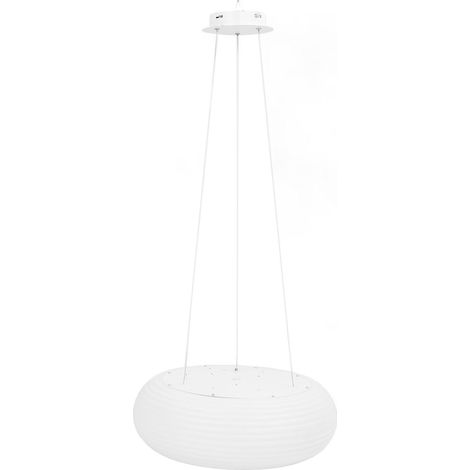 Suspension ronde en polycarbonate blanc laiteux, abat-jour LED, hauteur réglable, 3 températures de couleur, intensité variable en continu, lampe suspendue moderne pour îlot de cuisine (1/5)