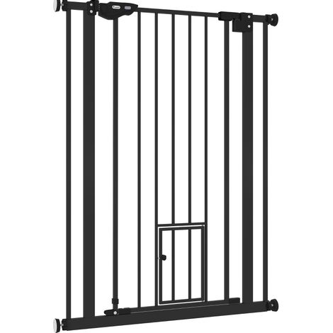 CHICFURN Barrera de seguridad para perro 104 cm de acero negro con doble cierre (1/5)