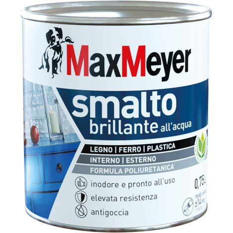 MaxMeyer Smalto All'Acqua Poliuretanico Brillante, Bianco, 0.75L