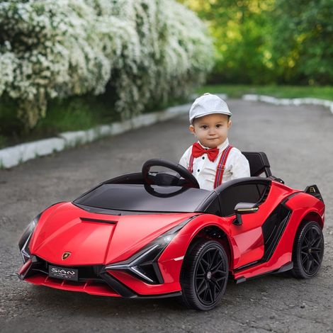 Voiture électrique enfant 12V Lamborghini SIAN SUV rouge métal,télécommande musique lumière 37-60 mois.