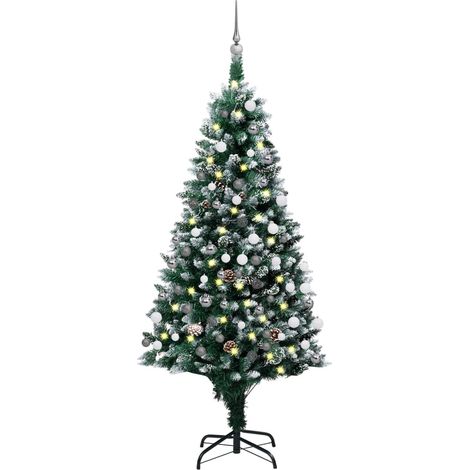 Sapin de Noël artificiel Arbre de Noël lumineux LED et boules et pommes de pin 180 cm 53238 (1/5)