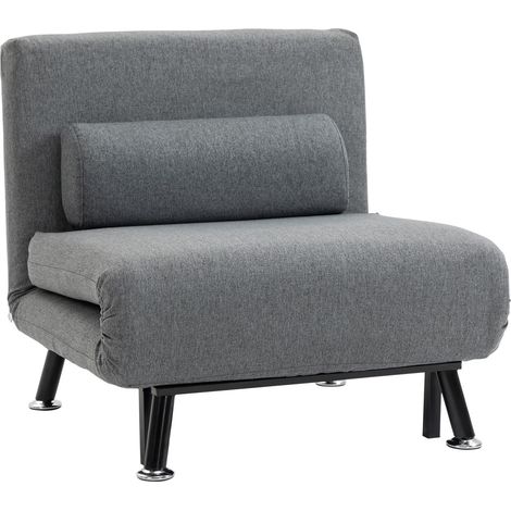 Sillón Para Dormir, Sillón Plegable Con Función Cama, Respaldo Regulable, Gris Oscuro